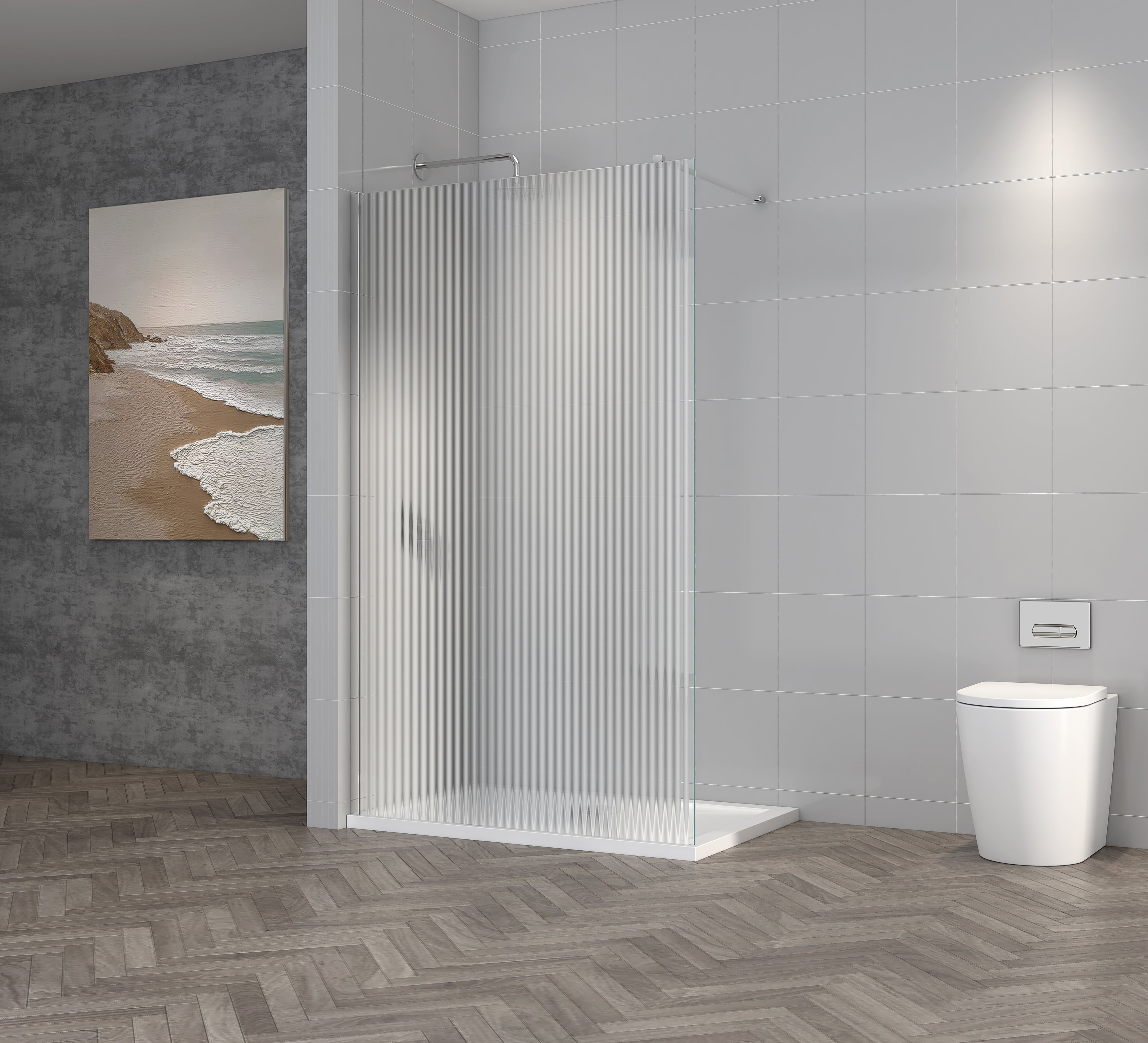 Fluted Wetroom Panels 8mm Chrome - Tailored Bathrooms