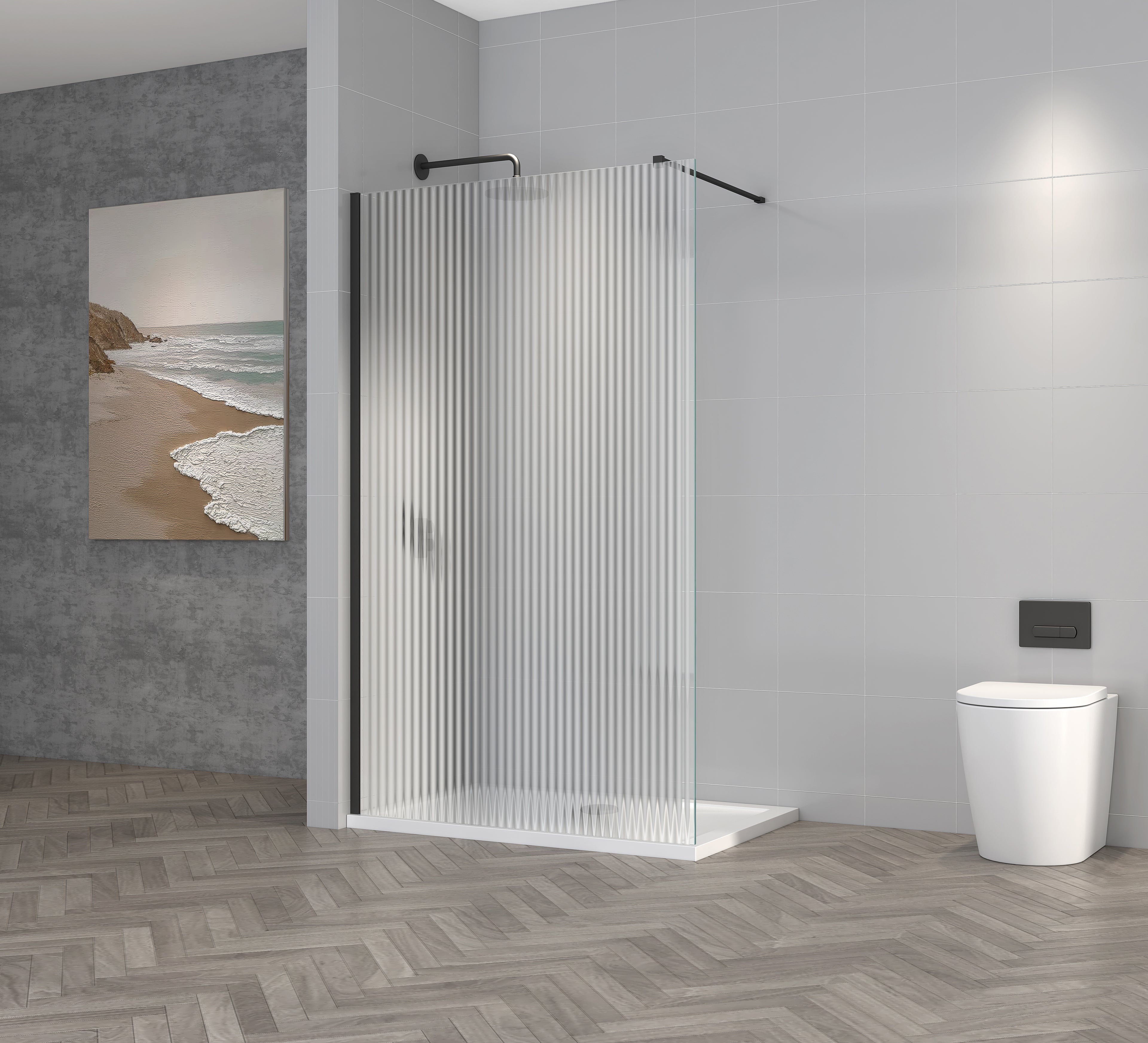 Fluted Wetroom Panels 8mm Gunmetal - Tailored Bathrooms