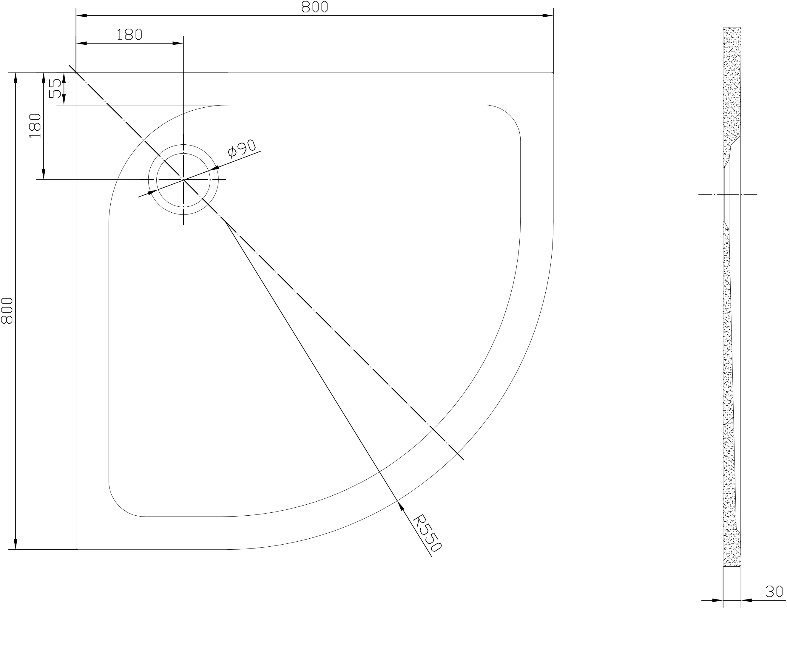 Shower Tray Quad Shape - Tailored Bathrooms