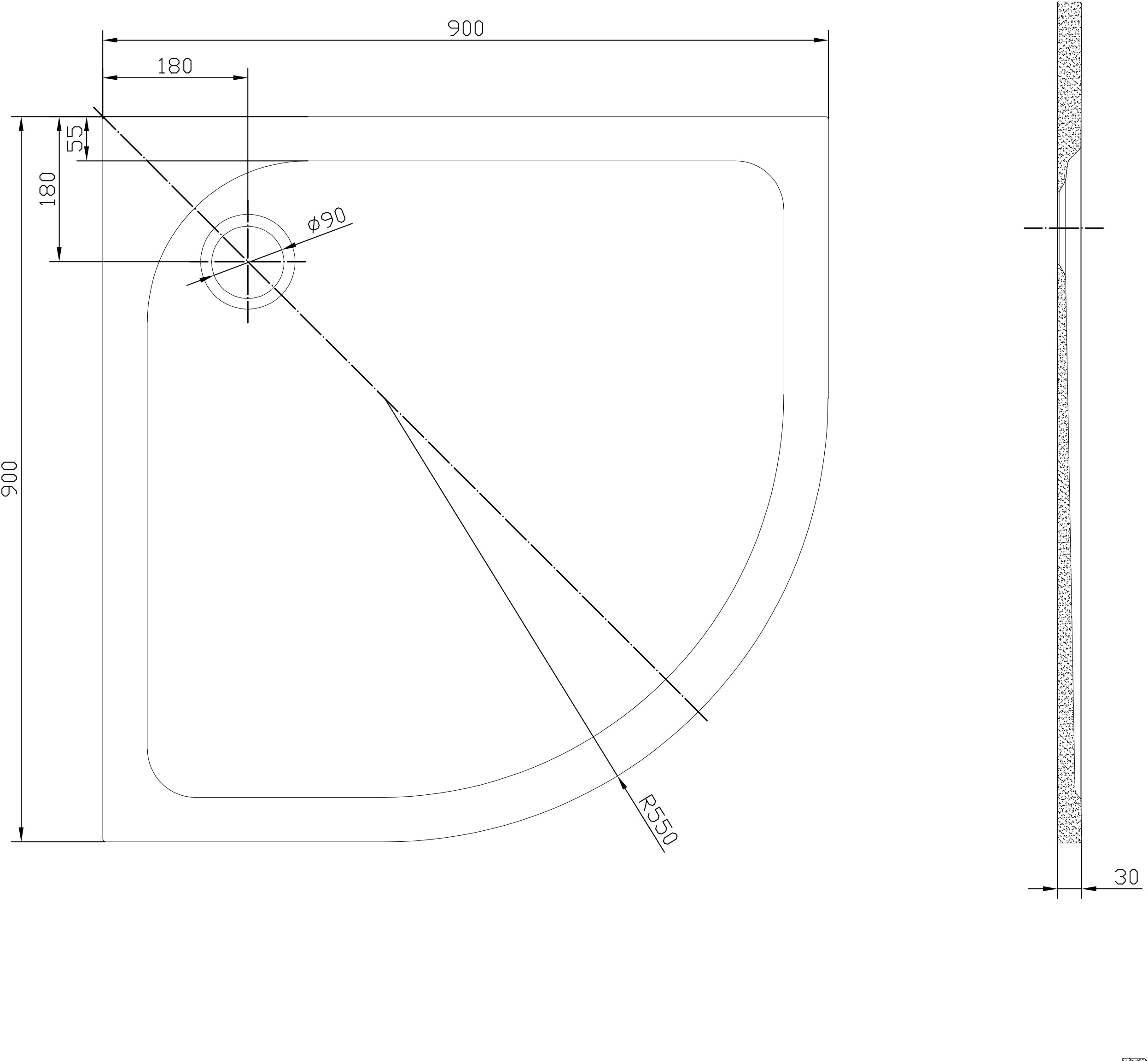 Shower Tray Quad Shape - Tailored Bathrooms