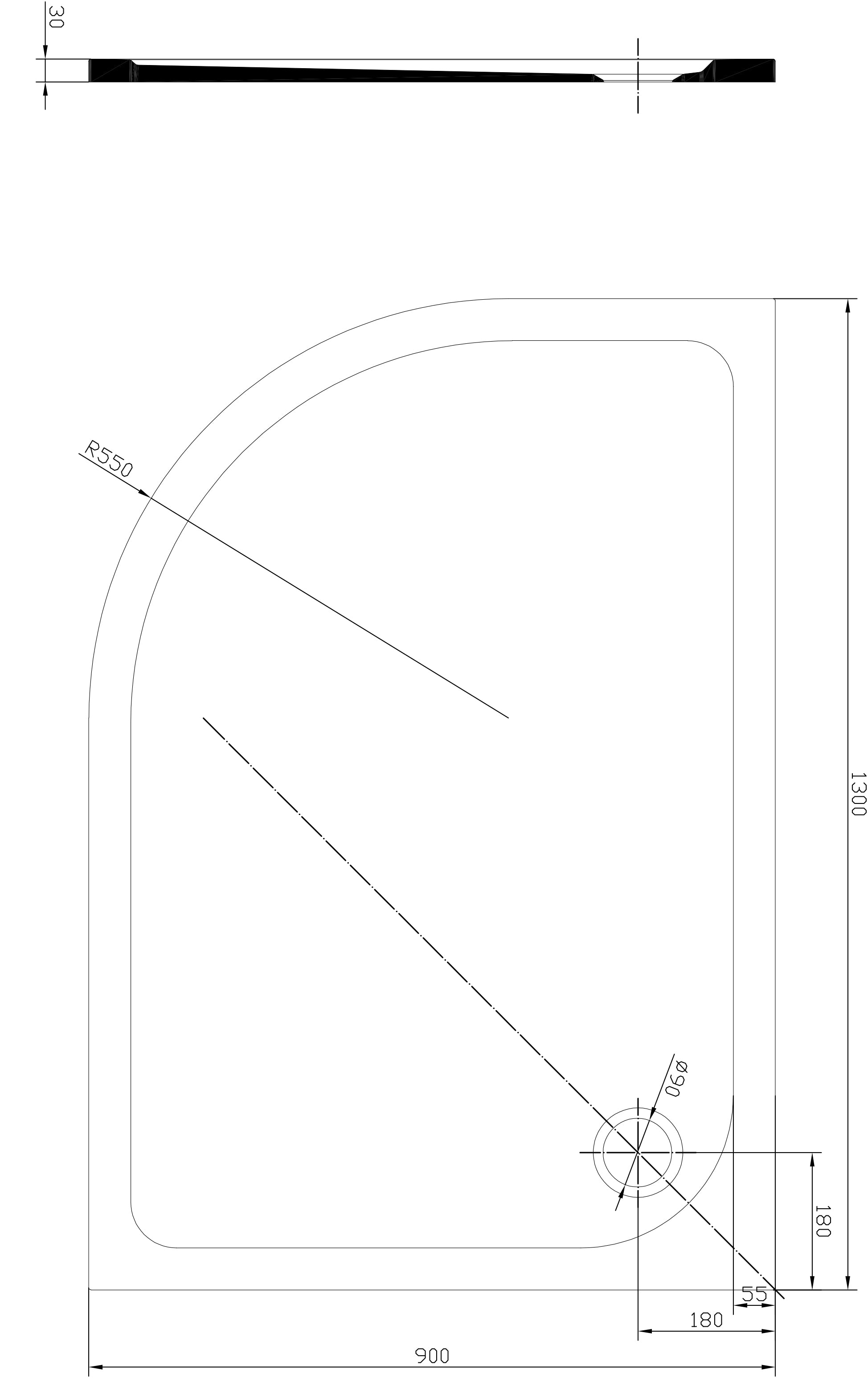 Shower Tray Left/Right Offset Quad Shape - Tailored Bathrooms