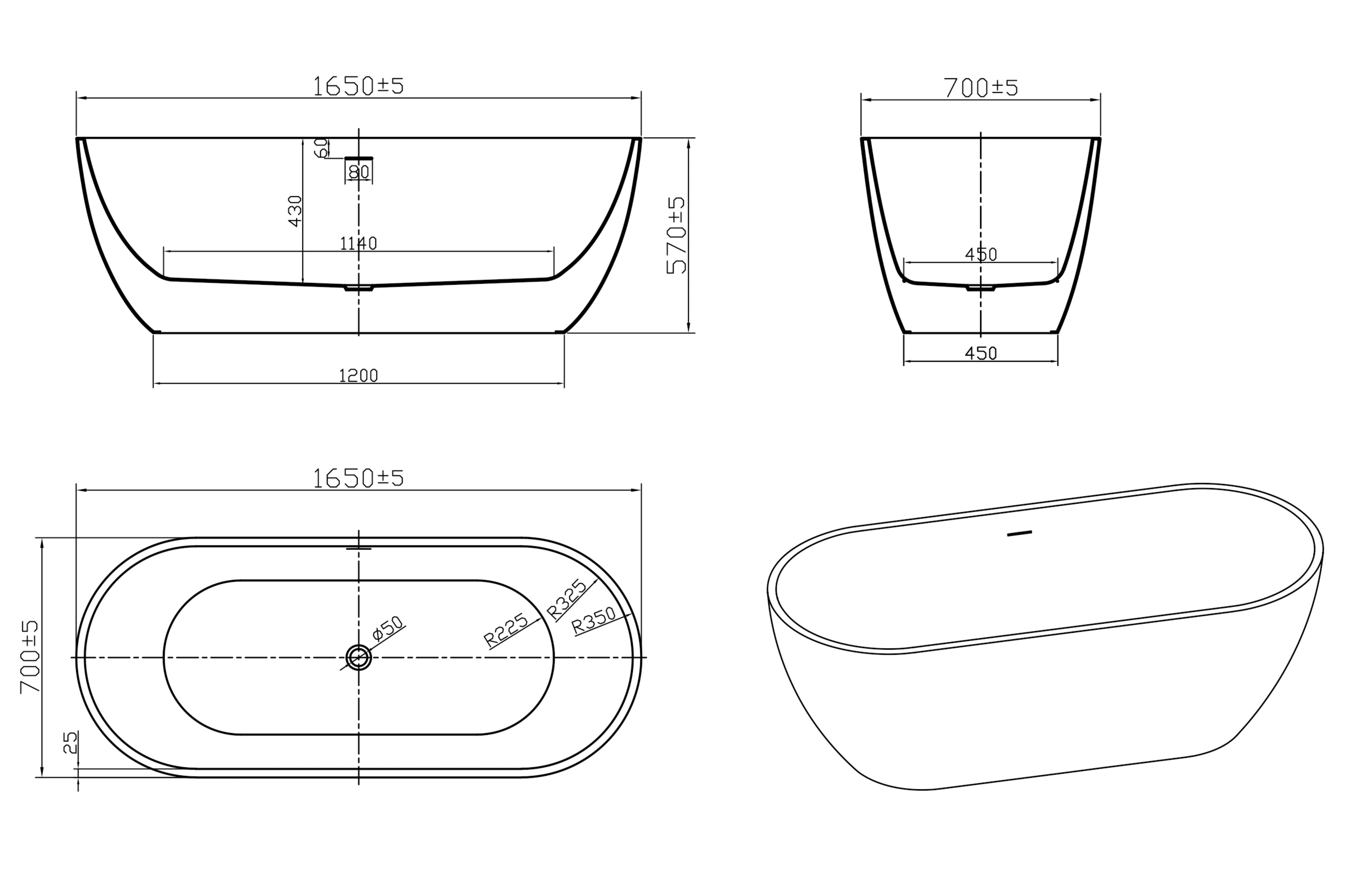 Amalfi Gloss White Freestanding Bath - Tailored Bathrooms