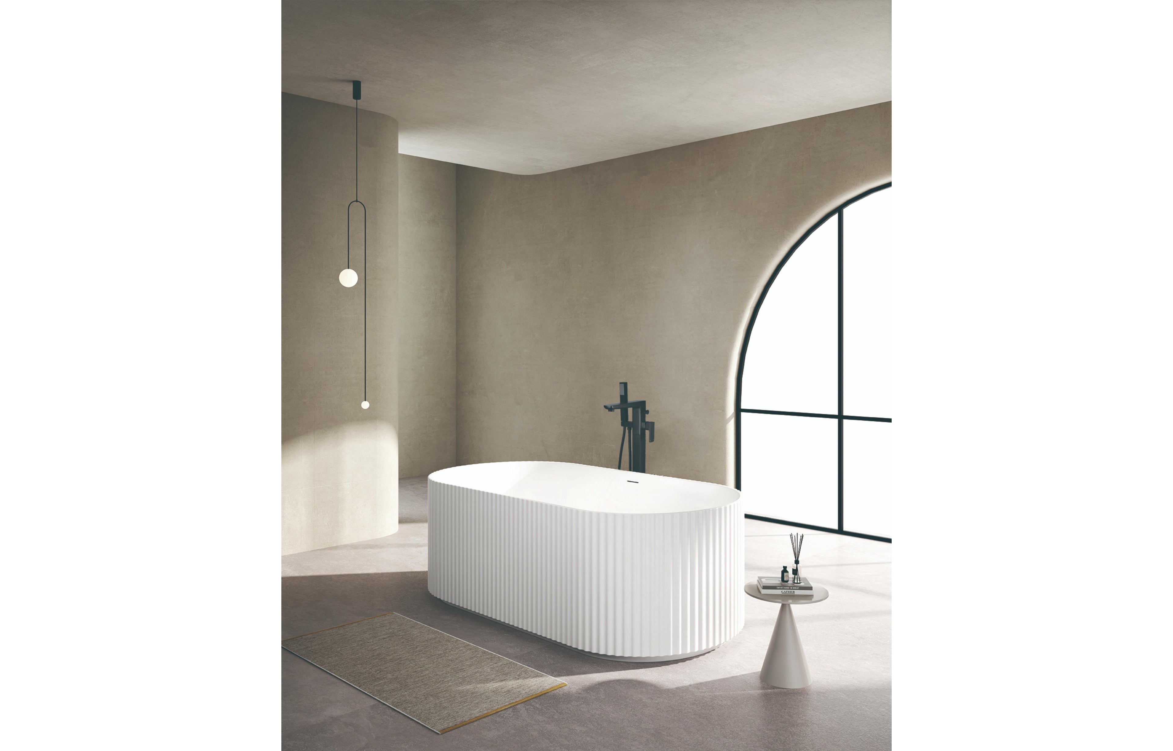 Flauto Matte White Freestanding Fluted Bath - Tailored Bathrooms
