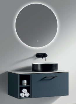 Piatta 800mm Wall Hung Vanity with Side Storage & Sintered Stone Counter Top - Tailored Bathrooms