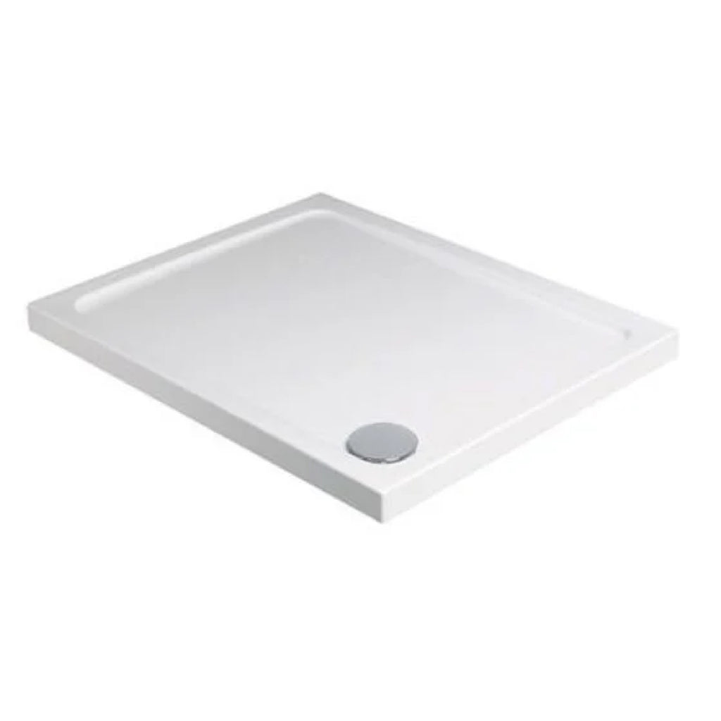 Side view of Alpha 1200 mm x 900 mm Shower Tray in White – large rectangular shower base