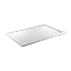 Front view of Alpha 1400 mm x 800 mm Shower Tray in White – large rectangular shower base