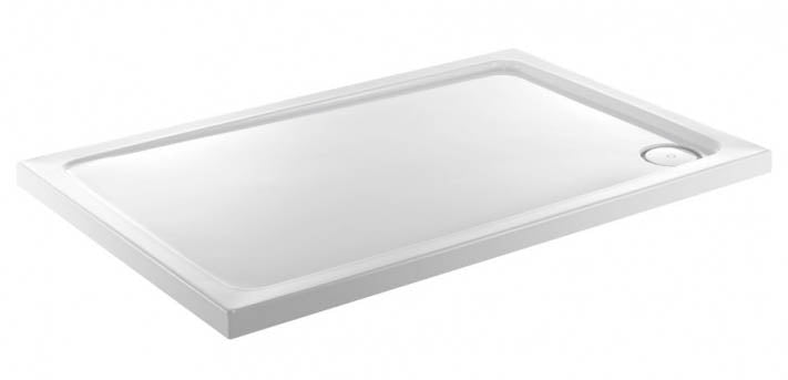Front view of Alpha 1800mm x 800mm Shower Tray in White – premium large shower base
