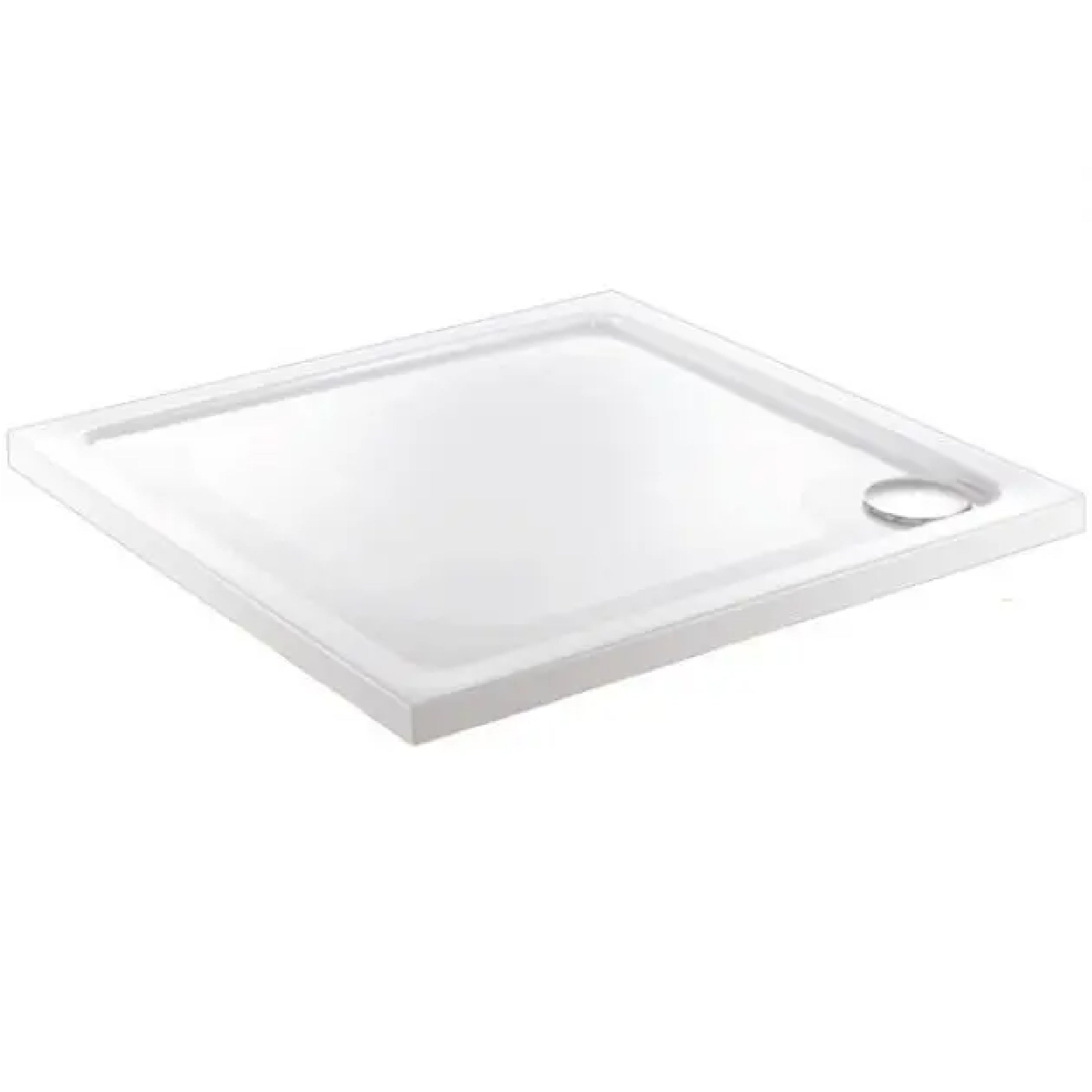 Front view of Alpha 700mm x 700mm Anti-Slip Shower Tray in White – compact square safety shower base