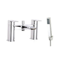 Front view of Chill Bath Shower Mixer with 2 Tap Holes, Slide Rail & Fixed & Handheld Shower Head in Chrome – modern bath and shower combo
