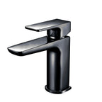 Chill Electroplated Mini Mono Basin Mixer with Pop Up Waste in bold black electroplated finish, compact modern bathroom tap.