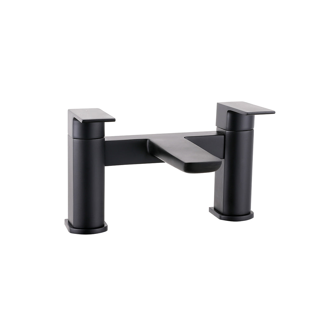 Front view of Chill Electroplated One Spout Bath Filler in Black – modern single-spout bath tap