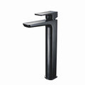 Chill Electroplated Tall Mono Basin Mixer with Pop Up Waste, tall black tap design for modern bathroom style and function.