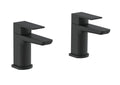 Chill Electroplated Tap Pair for 2 Tap Hole Basin with Pop Up Waste, modern black finish for stylish bathroom interiors.