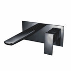 Front view of Chill Electroplated Wall Mounted Bath Filler in black – modern single-spout wall-mounted bath tap
