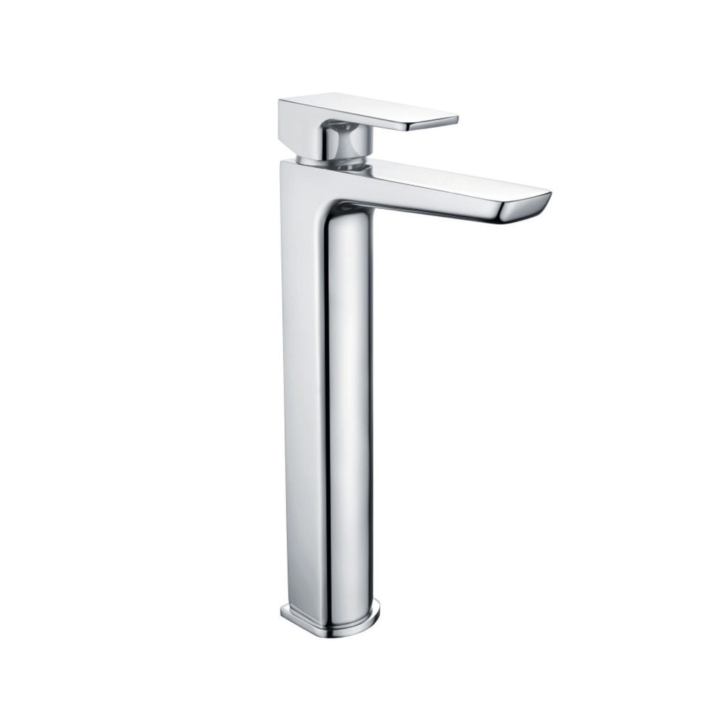 Chill Tall Mono Basin Mixer with Pop Up Waste in polished chrome finish, tall modern design for basins needing extra height.