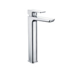 Chill Tall Mono Basin Mixer with Pop Up Waste in polished chrome finish, tall modern design for basins needing extra height.