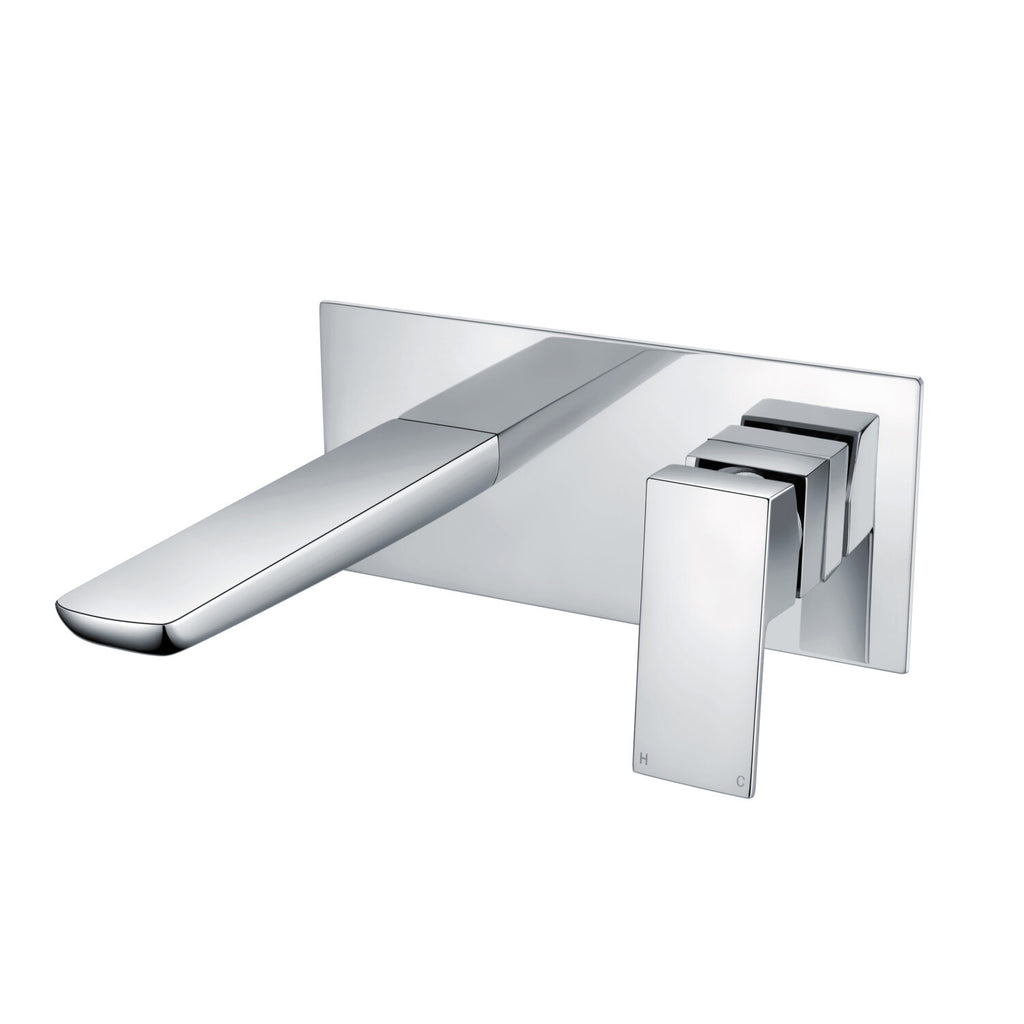 Front view of Chill Wall Mounted Bath Filler in Chrome – modern single-spout bath tap
