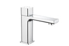 Quadrado square push button tap in chrome finish with domed waste
