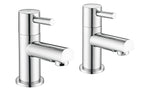 Front view of Flex Bath Pillar Taps with 2 Tap Holes in Chrome – classic twin-tap bath fittings