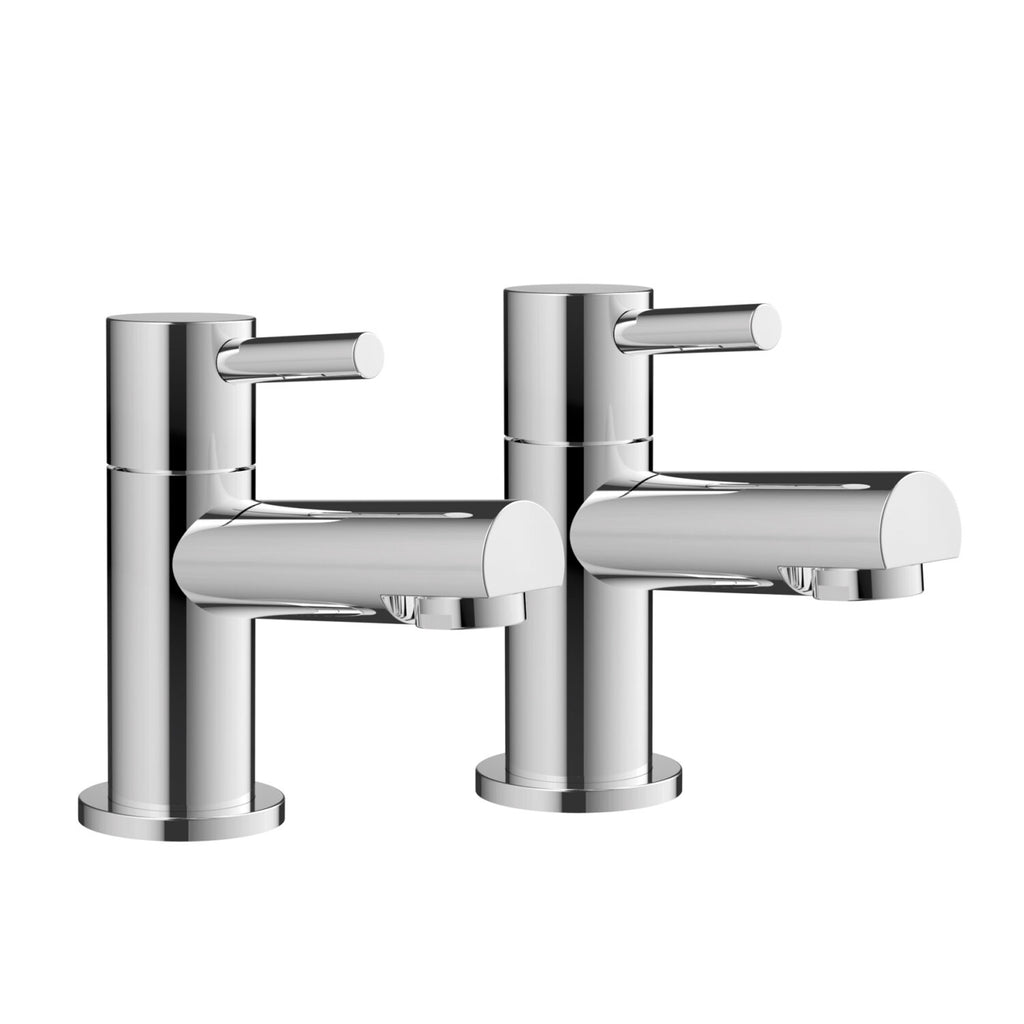 Alternate front view of Flex Bath Pillar Taps with 2 Tap Holes in Chrome – polished modern bath taps
