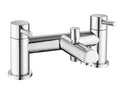 ront view of Flex Bath Shower Mixer with 2 Tap Holes, Slide Rail & Fixed and Handheld Shower Head in Chrome – modern dual-shower bath mixer