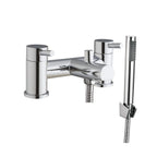 Alternate front view of Flex Bath Shower Mixer with 2 Tap Holes, Slide Rail & Fixed and Handheld Shower Head in Chrome – versatile adjustable bath shower system