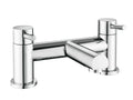 Front view of Flex One Spout Bath Filler with 2 Tap Holes in Chrome – modern single-spout bath tap