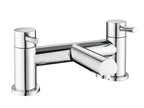 Front view of Flex One Spout Bath Filler with 2 Tap Holes in Chrome – modern single-spout bath tap