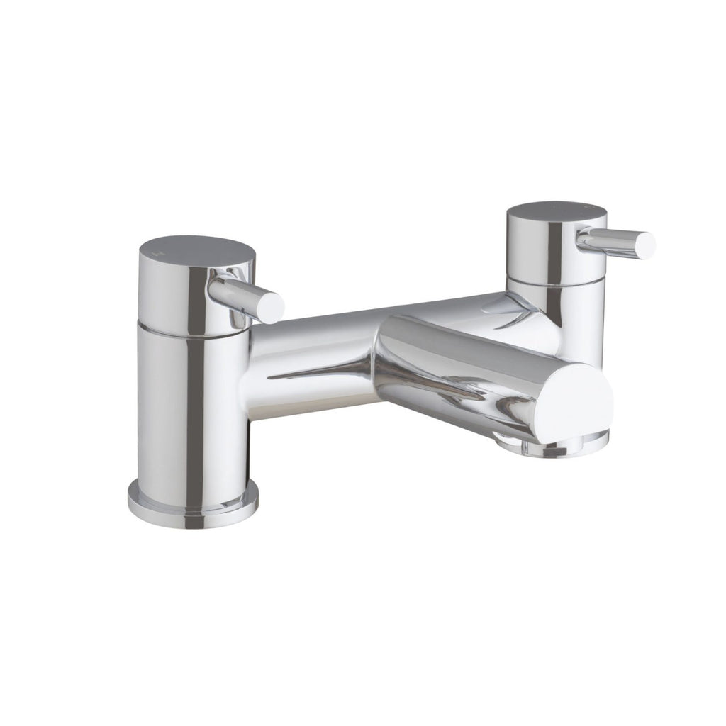 Alternate front view of Flex One Spout Bath Filler with 2 Tap Holes in Chrome – polished contemporary bath filler