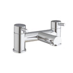 Alternate front view of Flex One Spout Bath Filler with 2 Tap Holes in Chrome – polished contemporary bath filler