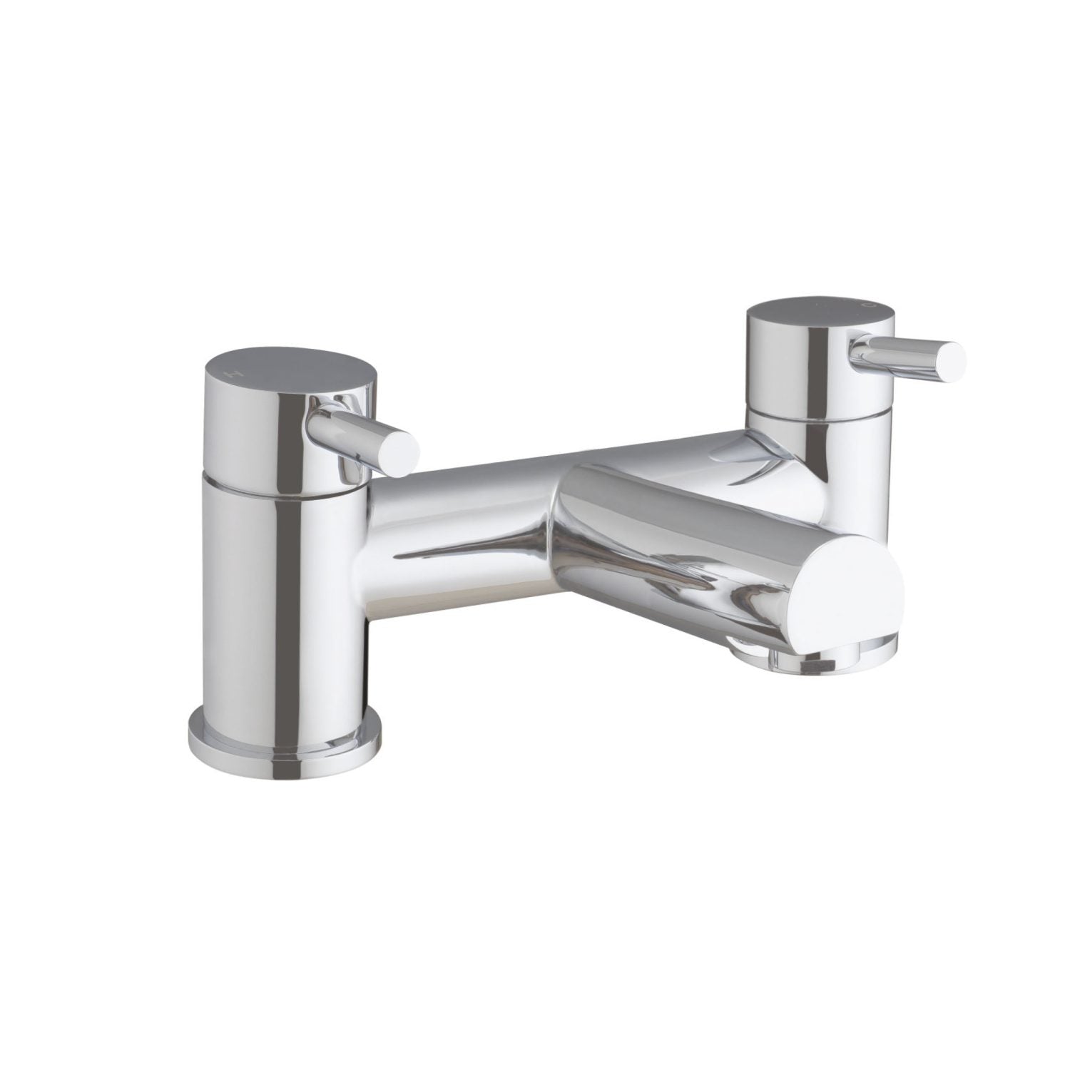 Alternate front view of Flex One Spout Bath Filler with 2 Tap Holes in Chrome – polished contemporary bath filler