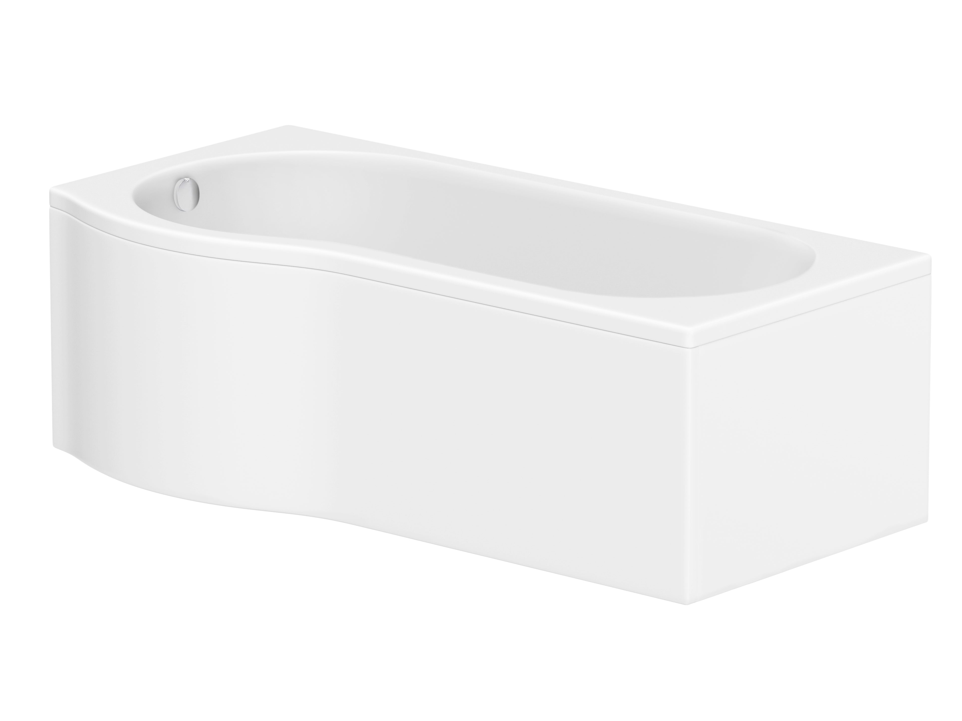 Gamma Geo 1700mm x 850mm Left Handed P Shaped Bath front view – durable Geode acrylic bath with sleek P-shaped design.