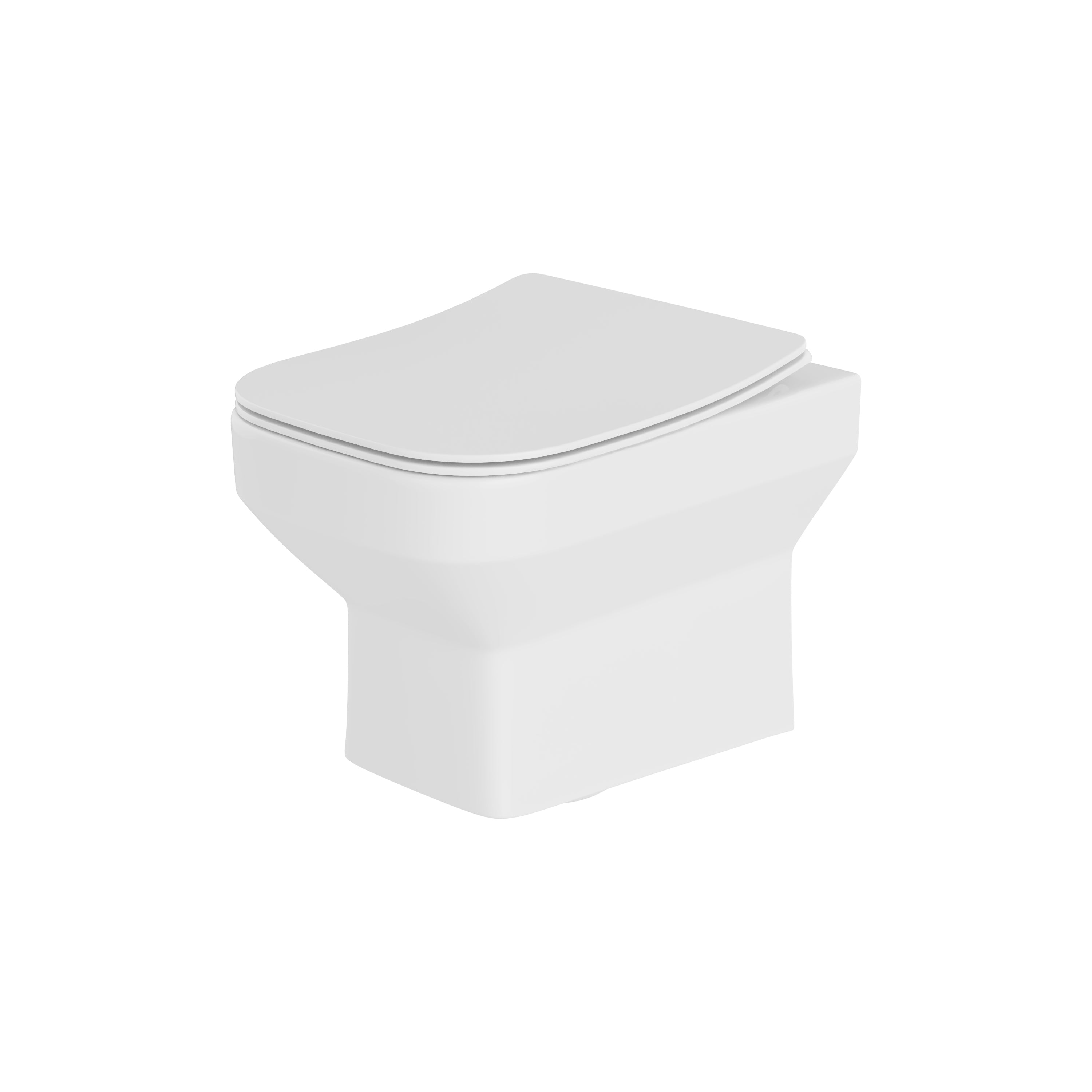 Front view of Hydrion 360 mm x 500 mm x 350 mm Wall Hung Rimless WC Pan in White – modern wall-mounted rimless toilet