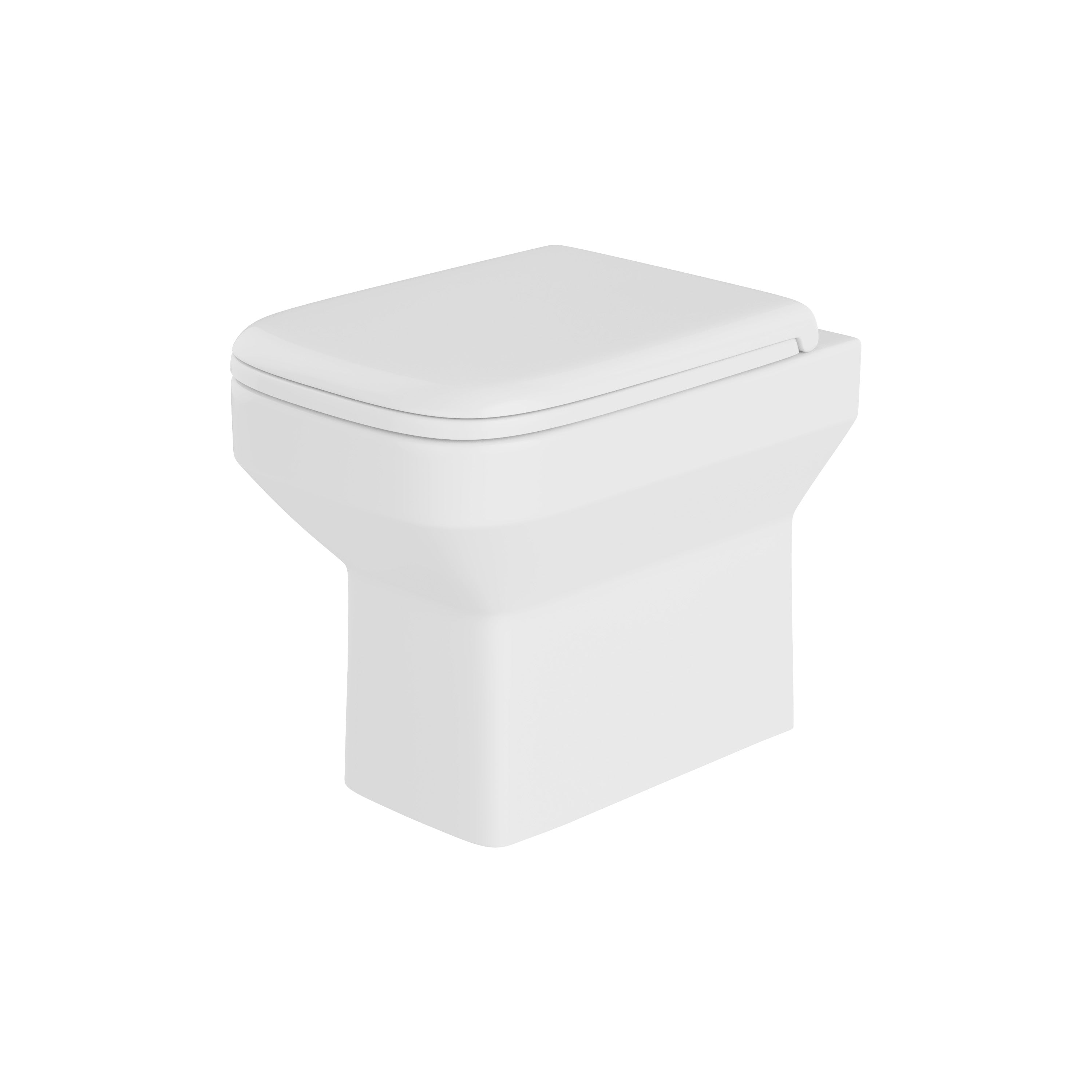 Front view of Hydrion 400 mm x 500 mm x 340 mm Back To Wall Rimless WC Pan in White – modern rimless toilet