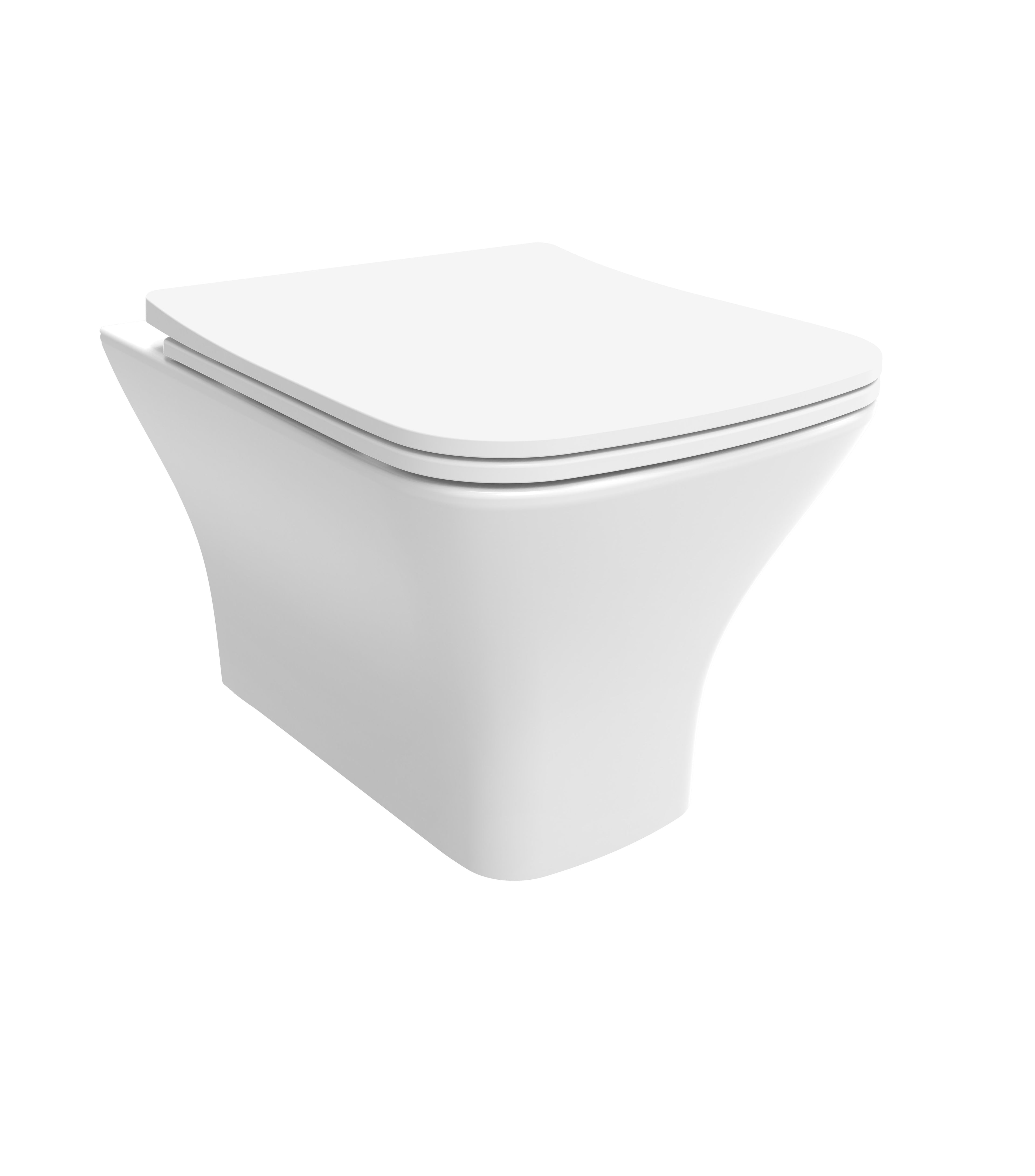 Front view of Hydrion Square 315 mm x 500 mm x 360 mm Wall Hung WC Pan in White – modern wall-mounted square toilet