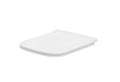 Front view of Hydrion Square Sandwich Soft Close Seat in White – modern square soft close toilet seat
