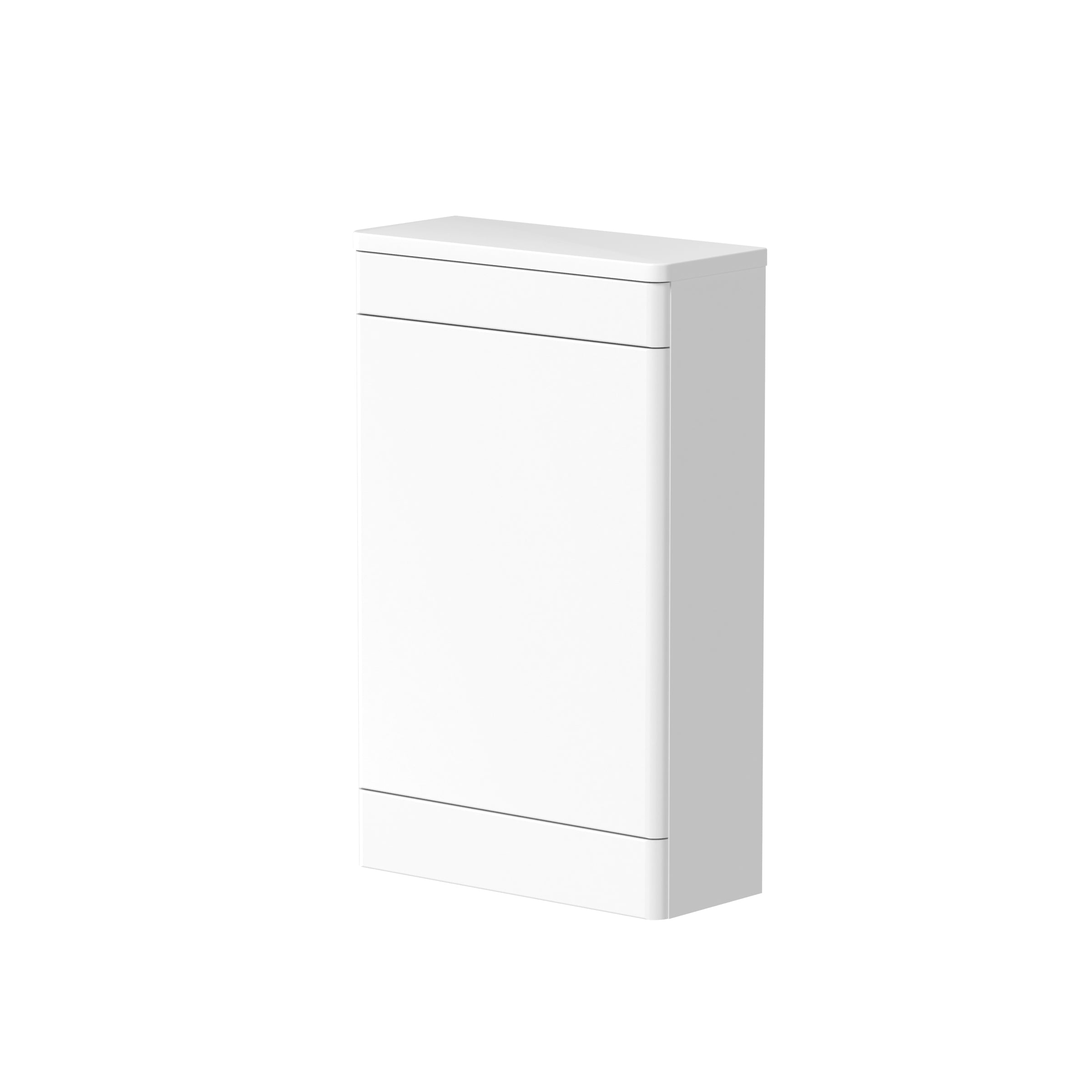 Front view of Iotab 500mm WC Unit in Matt White – sleek concealed cistern housing for modern bathrooms.