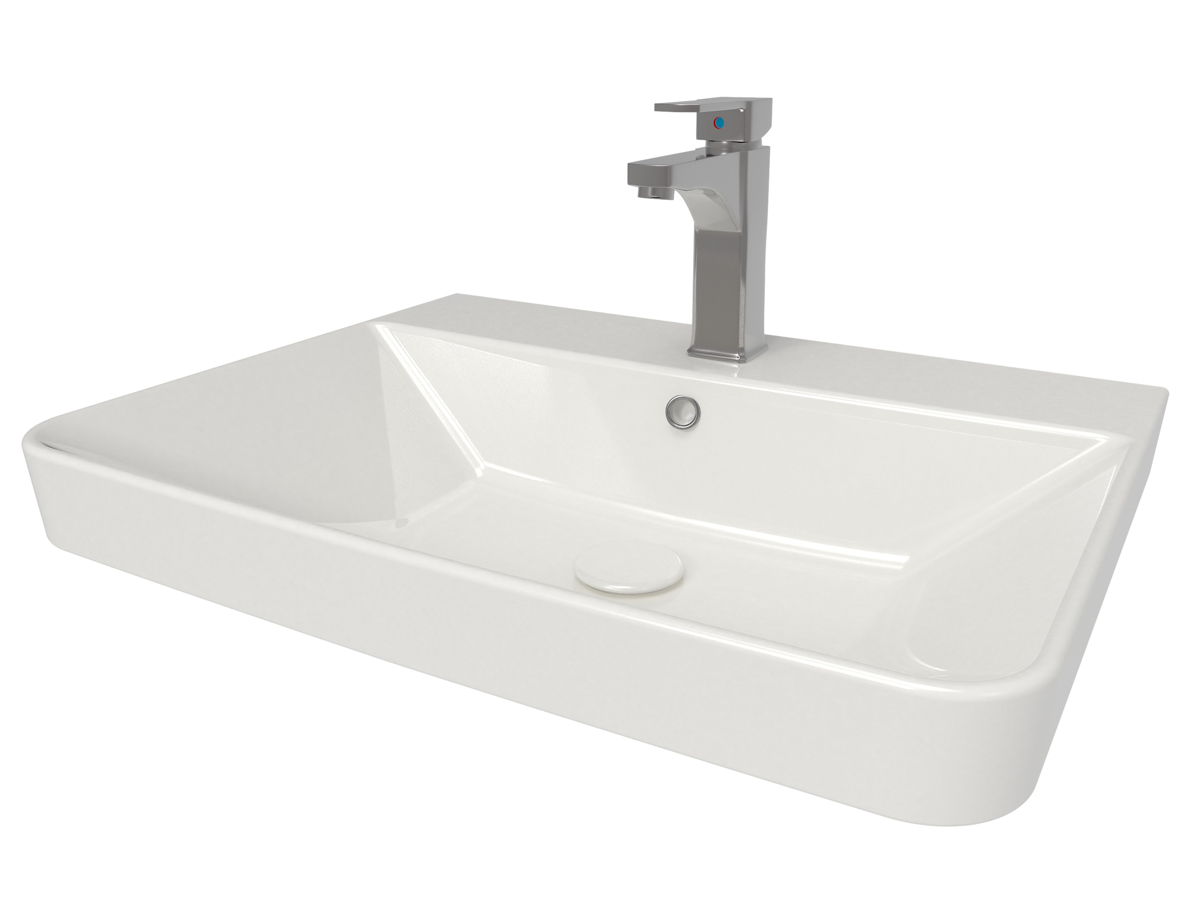 Front view of Iotab 600mm x 460mm 1 Tap Hole Ceramic Basin