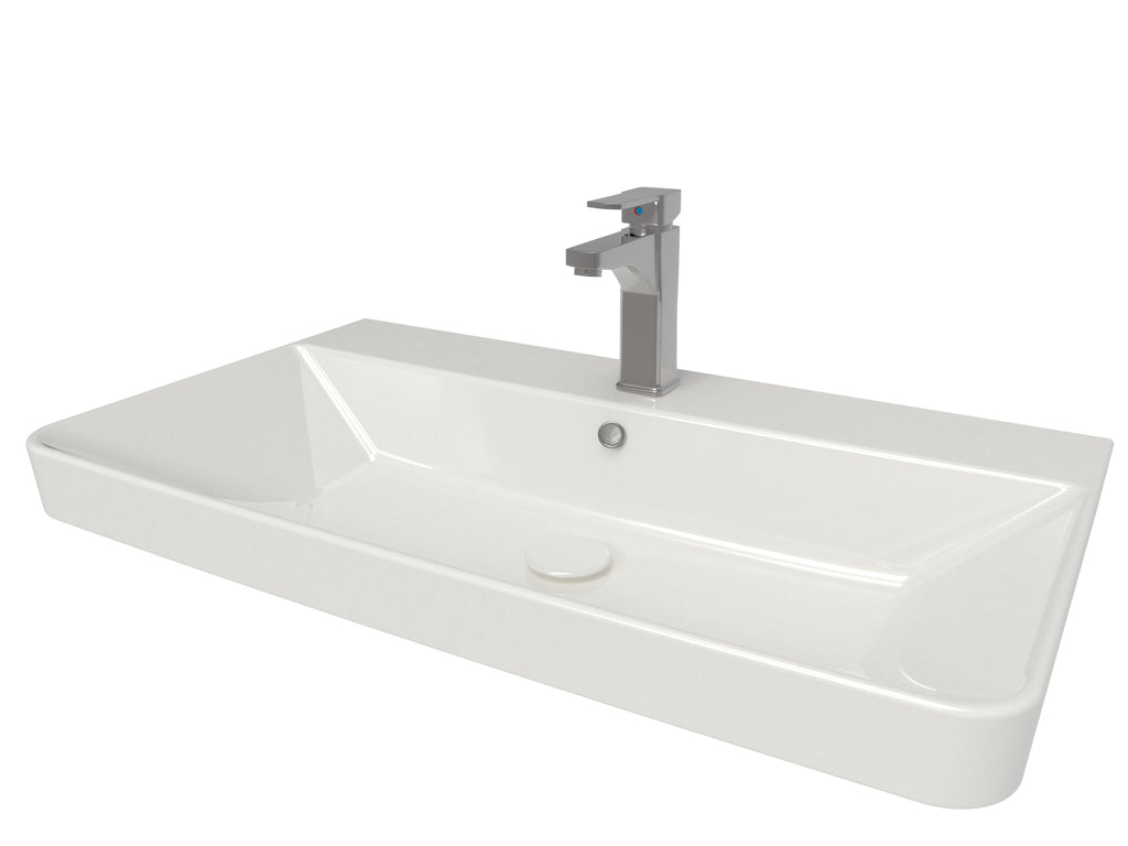 Front view of Iotab 800mm x 460mm 1 Tap Hole Ceramic Basin