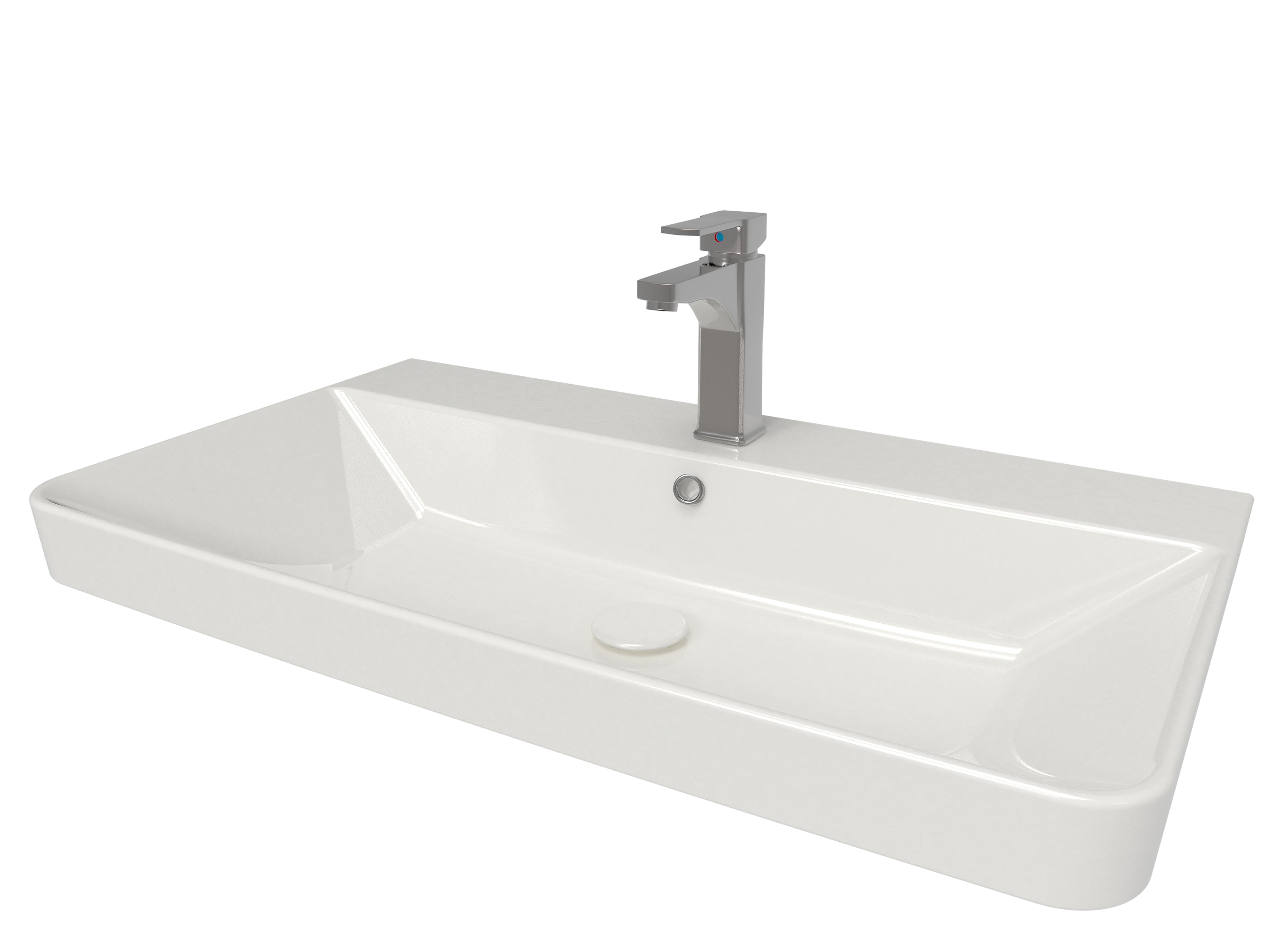 Front view of Iotab 800mm x 460mm 1 Tap Hole Ceramic Basin