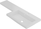 Front view of Kappa 1100mm x 390mm 1 Tap Hole Right-Handed L Shape Mineralcast Basin in White