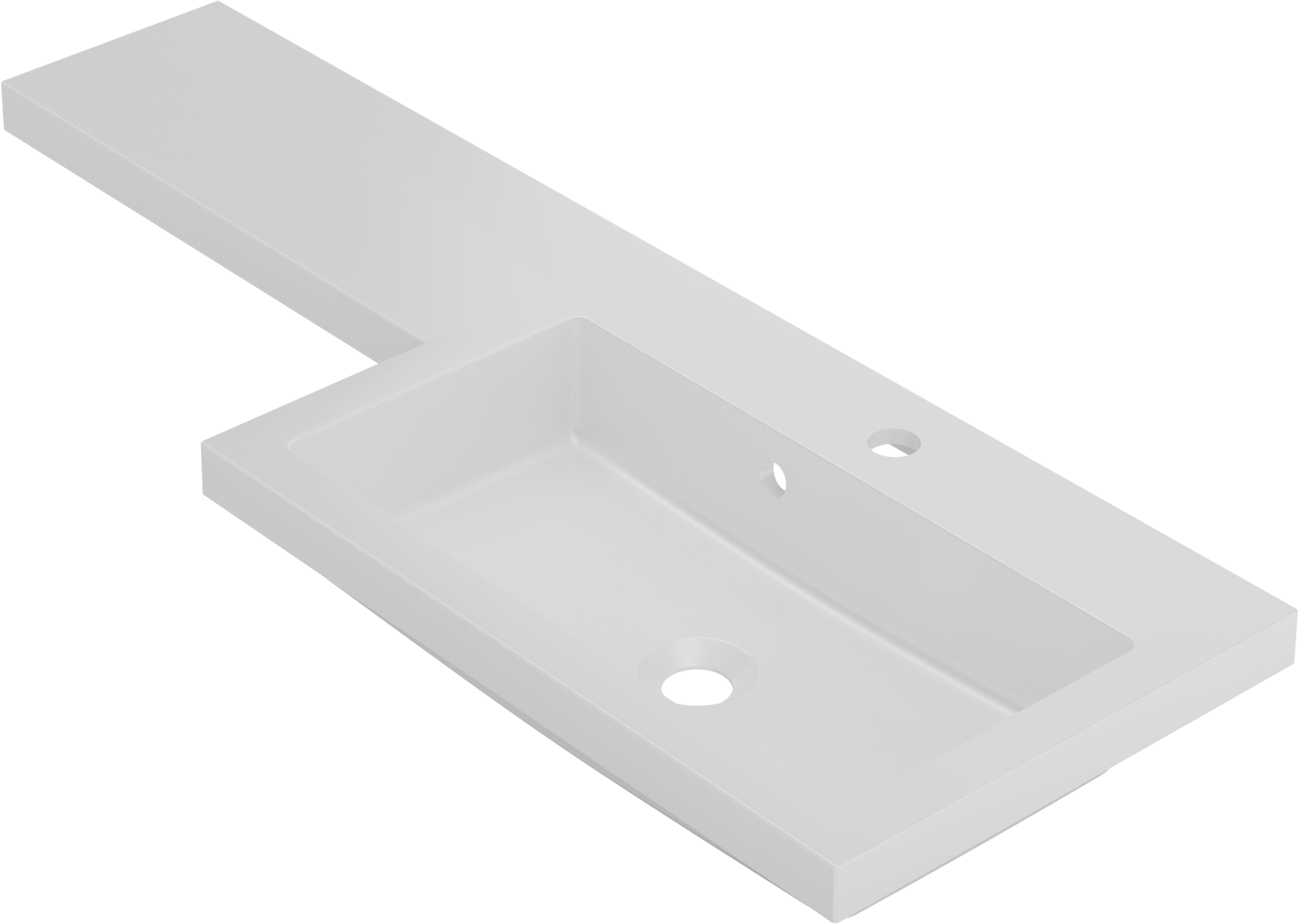 Front view of Kappa 1100mm x 390mm 1 Tap Hole Right-Handed L Shape Mineralcast Basin in White