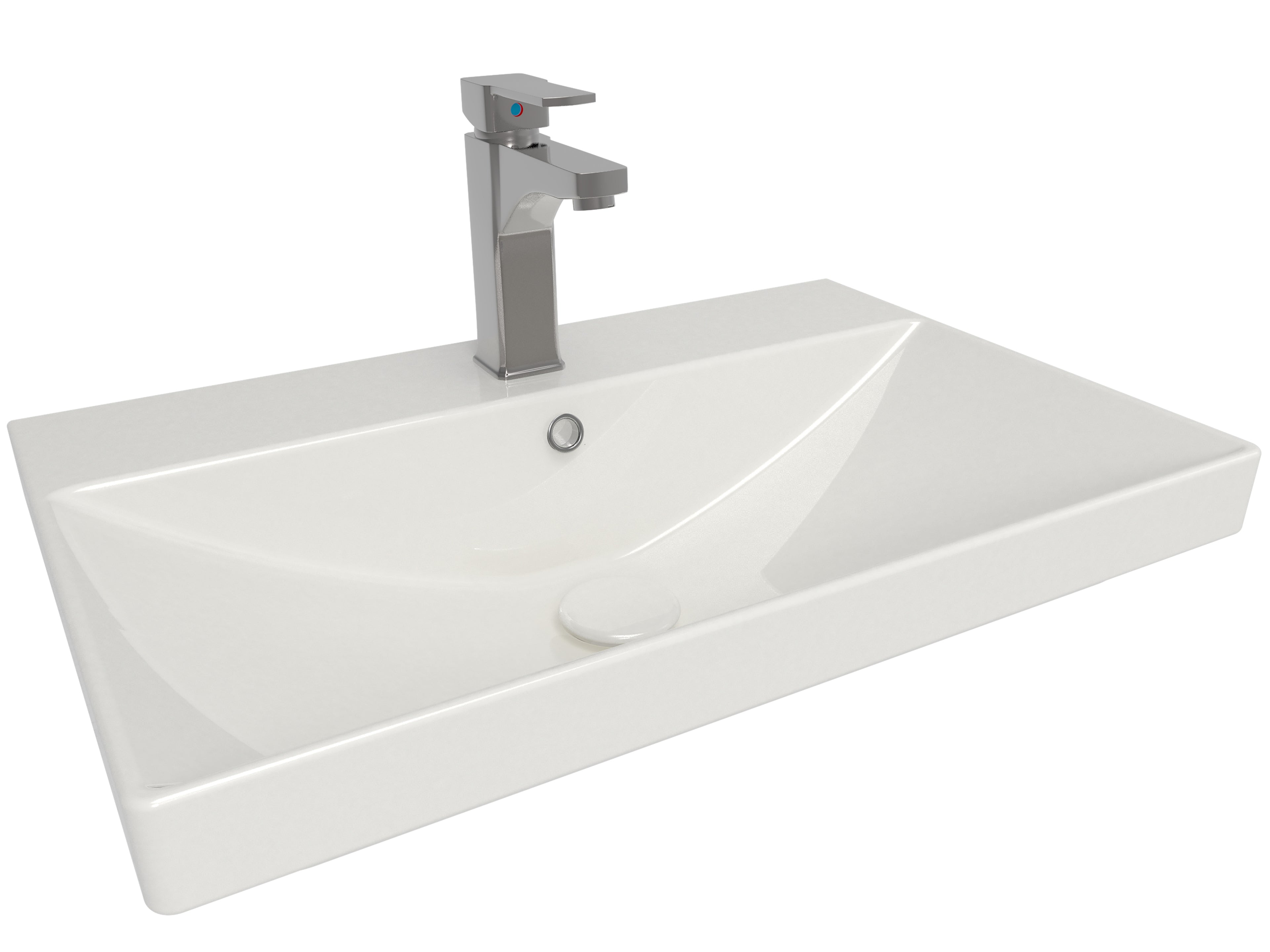 Front view of Kappa 600mm x 400mm 1 Tap Hole Ceramic Basin in White