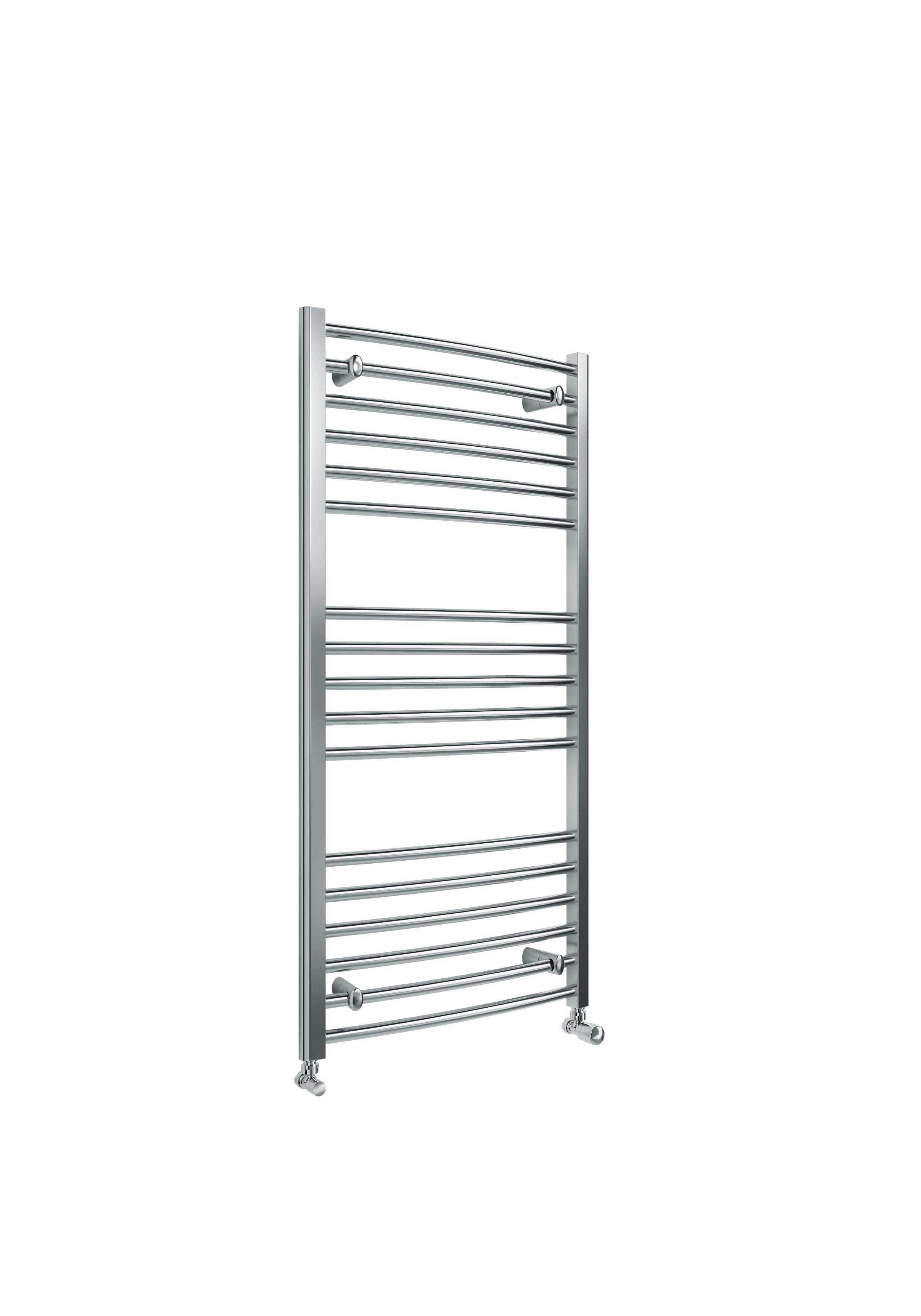Front view of Lamba Curved Towel Warmer 1200 x 600mm in Chrome