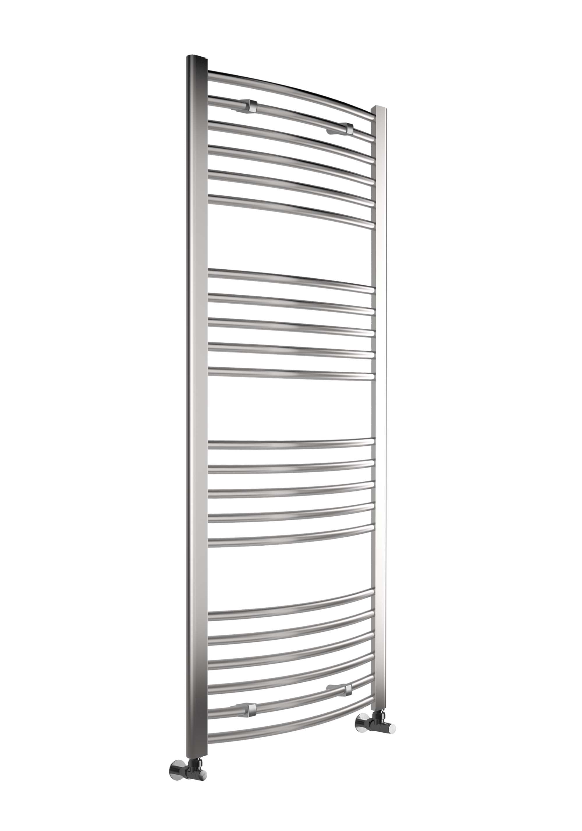 Front view of Lamba Curved Towel Warmer 1600 x 600mm in Chrome