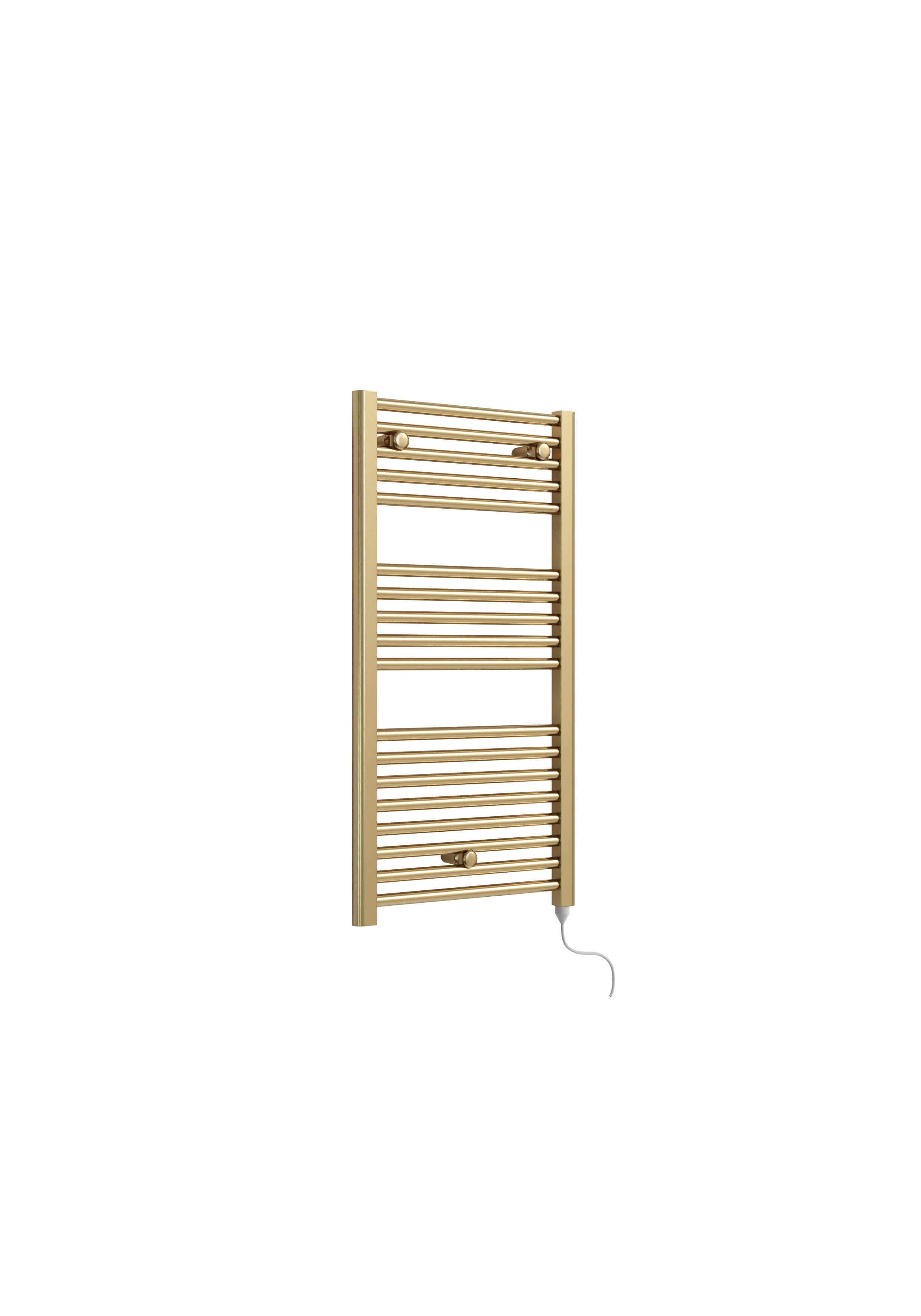 Front view of Lamba Electric Towel Warmer 920 x 480mm in Brass