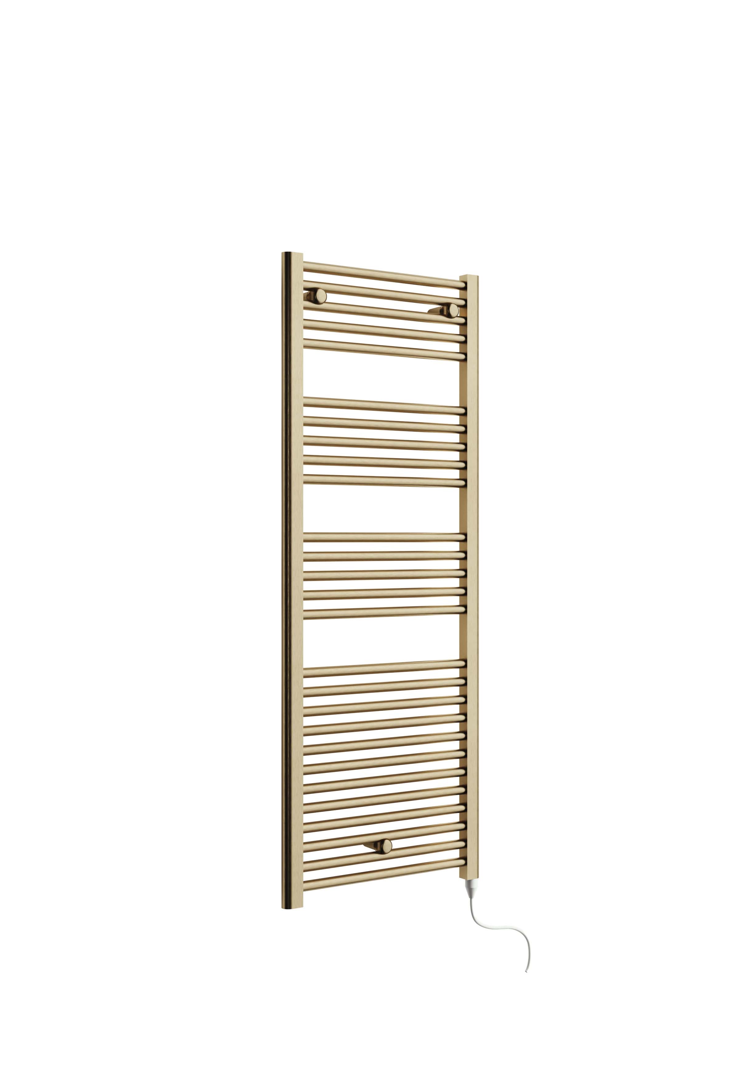 Front view of Lamba Electric Towel Warmer 1375 x 480mm in Brass
