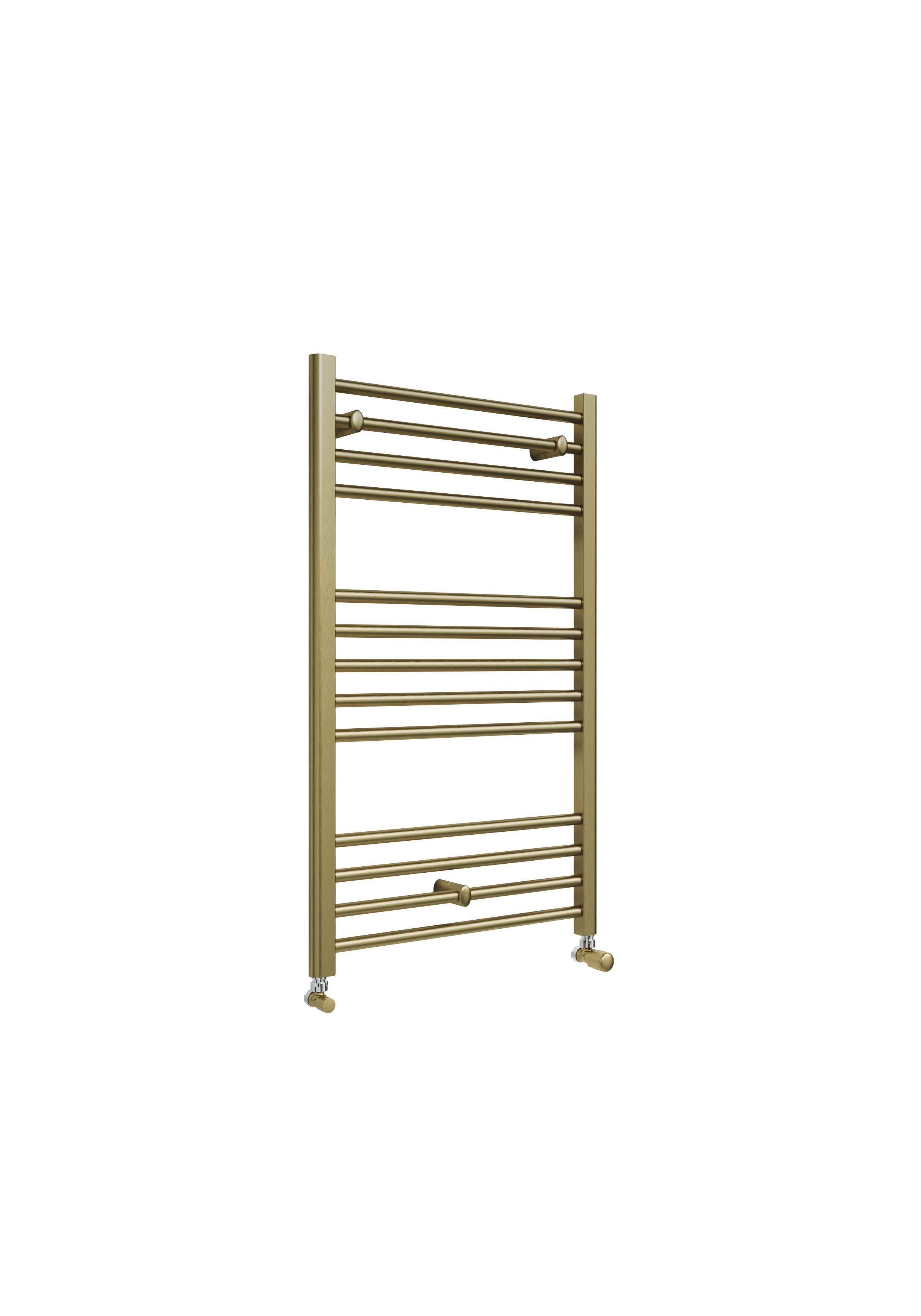 Front view of Lamba Straight Towel Warmer 1000 x 600mm in Brass