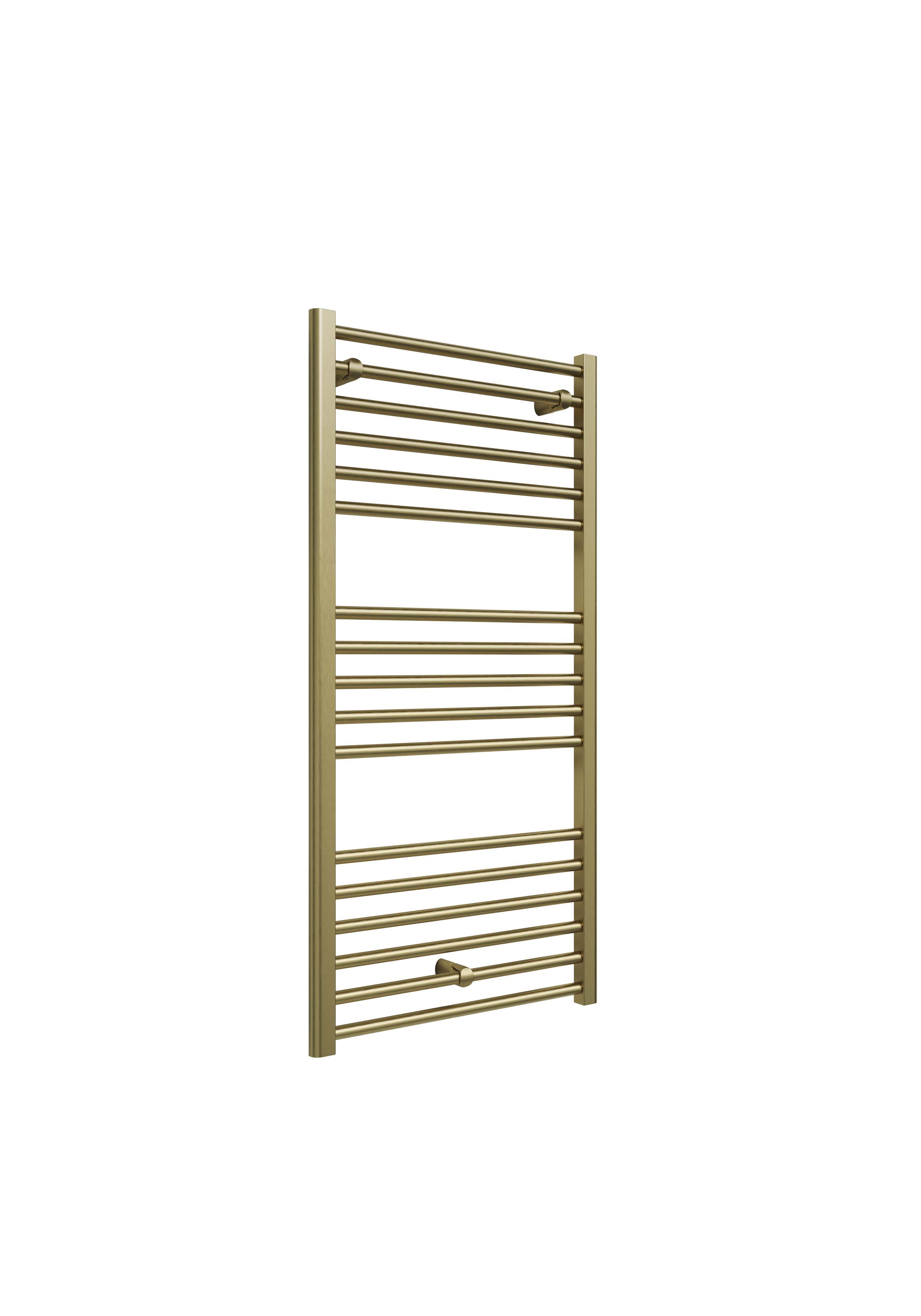 Front view of Lamba Straight Towel Warmer 1200 x 600mm in Brass
