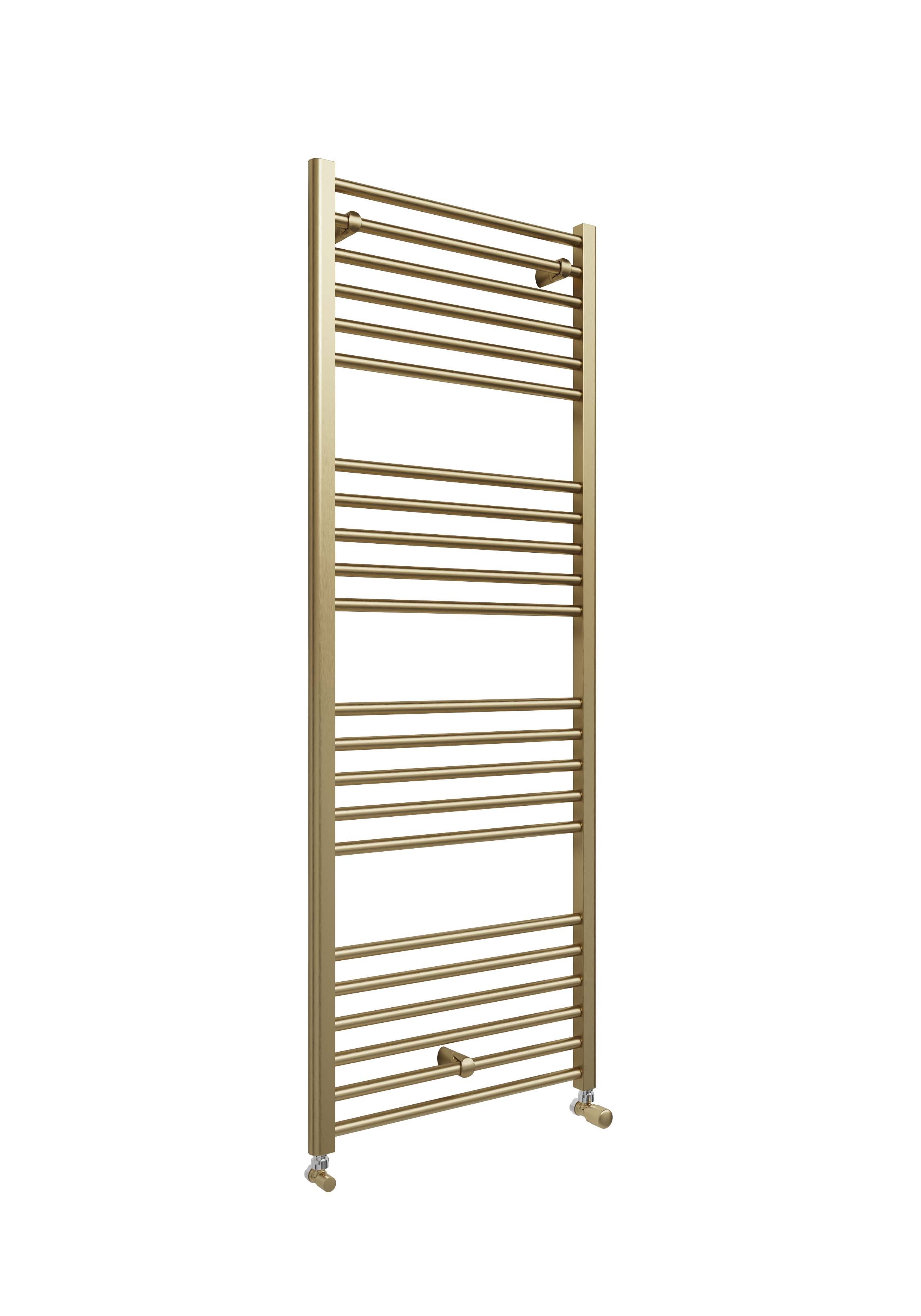 Front view of Lamba Straight Towel Warmer 1600 x 600mm in Brass
